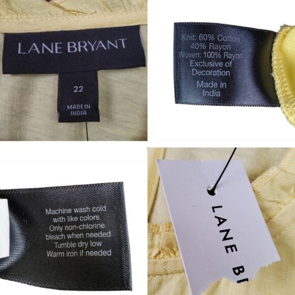 Lane Bryant Womens Sleeveless Yellow Floral Embroidered Top Size 22 NWT - Picture 5 of 5